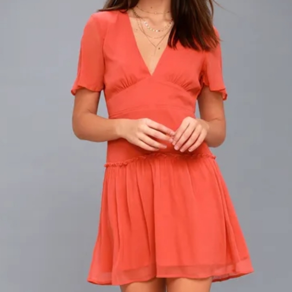 Lulus Midnight Love Coral Red Backless Dress Size M